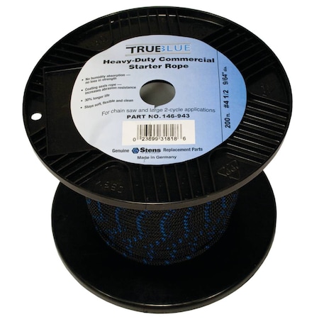 Stens Starter For Trueblue 200' Rope #4 1/2 Solid Braid Low Stretch; 146-943 146-943